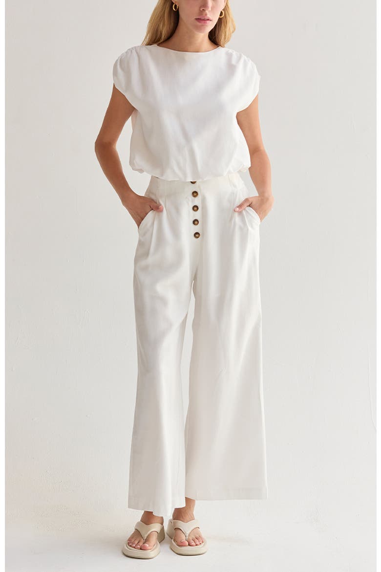 High Waisted Wide Leg Culotte Pants, Alternate, color, Ivory
