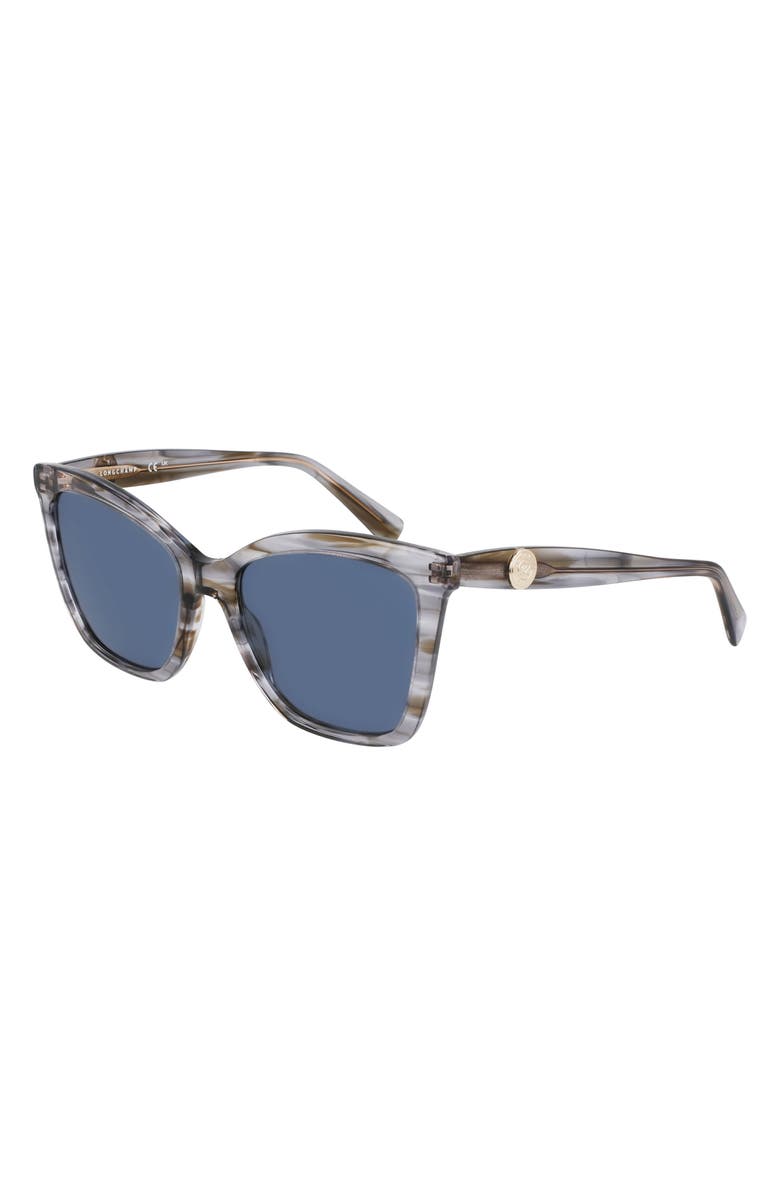 Longchamp Le Pliage 54mm Gradient Cat Eye Sunglasses, Alternate, color, Striped Grey