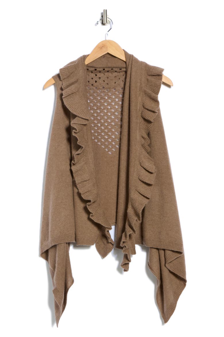 Wool & Cashmere Ruffle Vest, Alternate, color, TAUPE