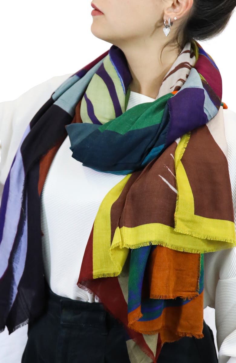 Nicoletta Rosi Reversible Print Fringe Scarf, Alternate, color,