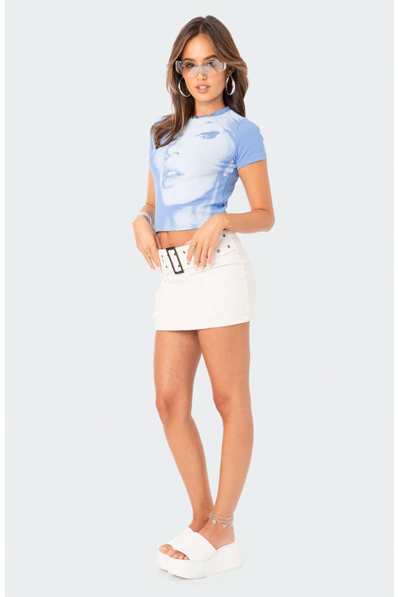Pixel Face Crop Graphic Tee, Alternate, color, BLUE