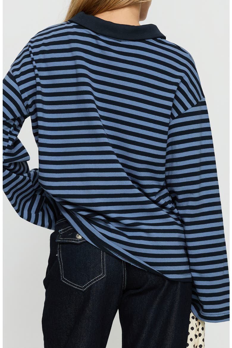 Settle Down Collared Striped Top, Alternate, color, NAVY STRIPE