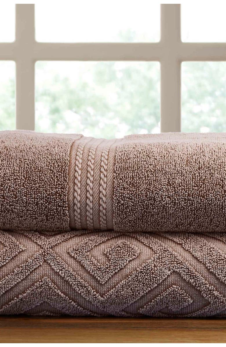 Modern Threads Mocha Deco Diamond Denim Washed Bath Towel - Set of 2, Main, color, 