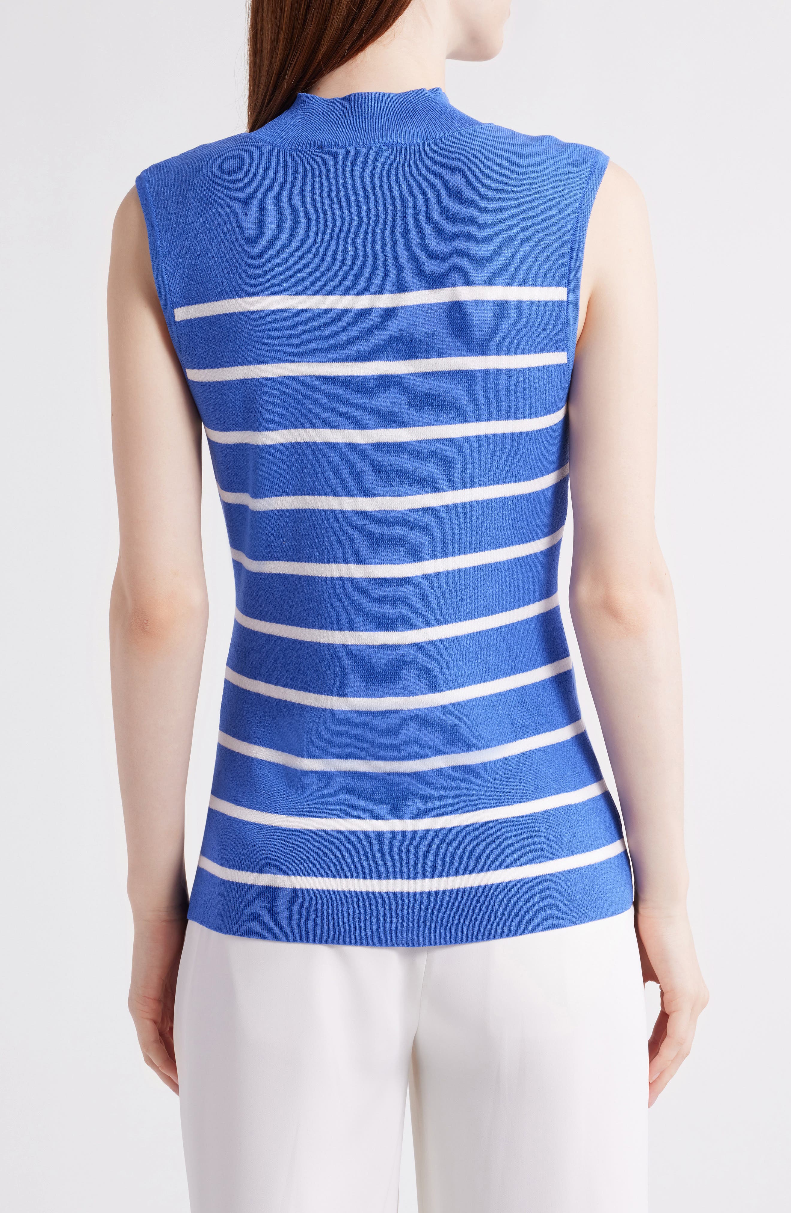 Stripe Sleeveless Mock Neck Sweater - image 2