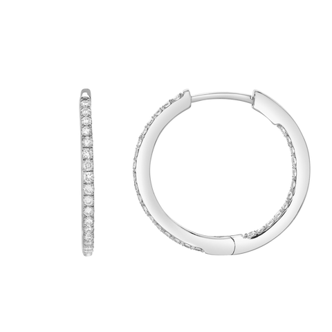 Everbloom Sleek Inside Out Diamond Set Hoop Earrings in 14K Gold