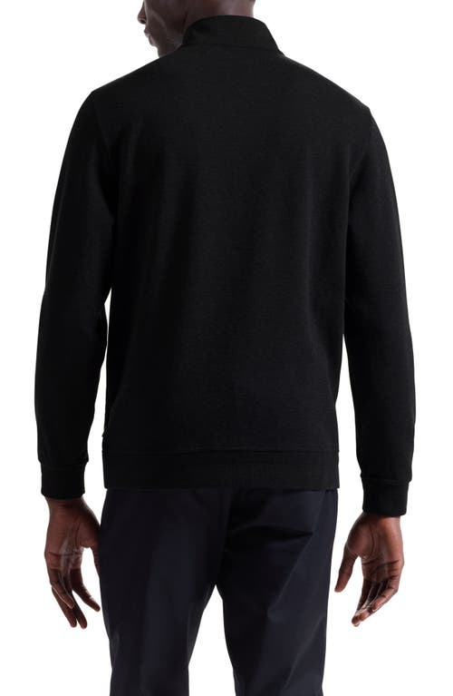 Bugatchi Chevron Quarter Zip Cotton Blend Pullover In Black