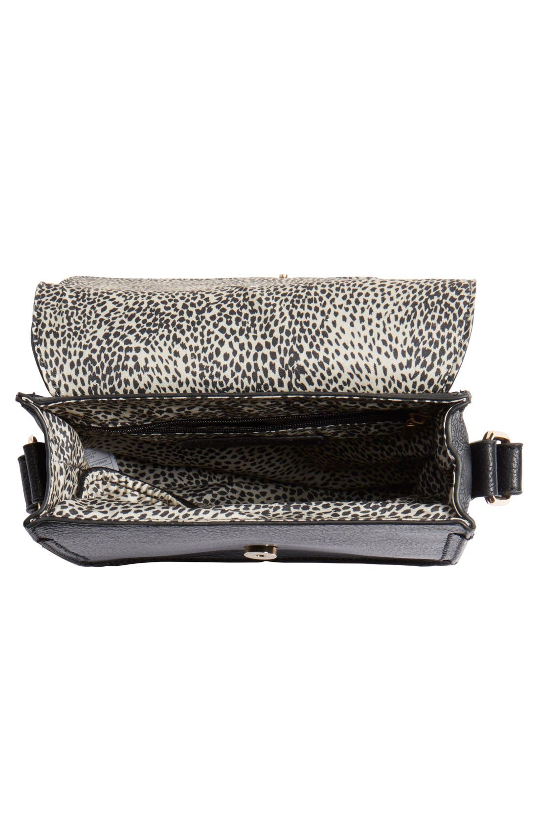 'Saylah' Structured Faux Leather Crossbody Bag, Alternate, color, BLACK
