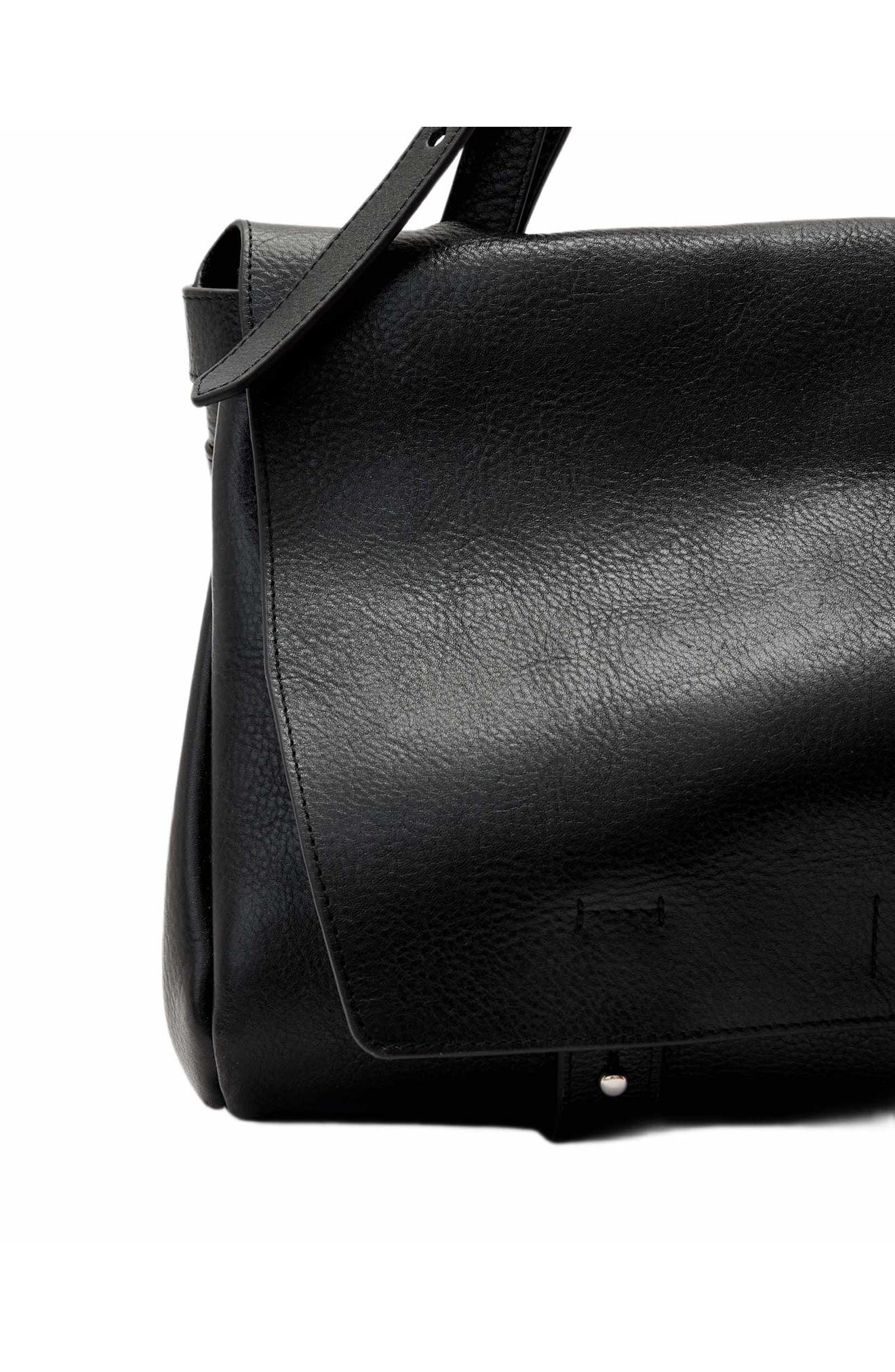 Joan Leather Satchel, Alternate, color, BLACK