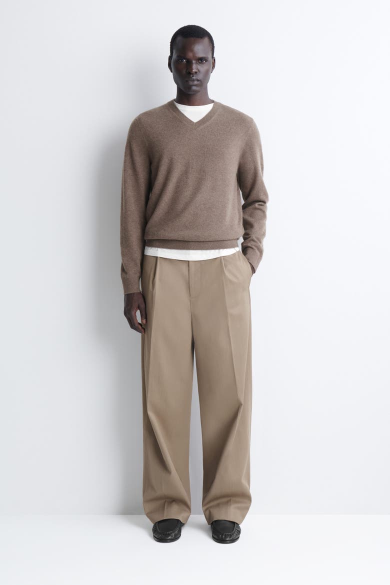 Cashmere V-Neck Sweater, Alternate, color, BEIGE / UNDYED