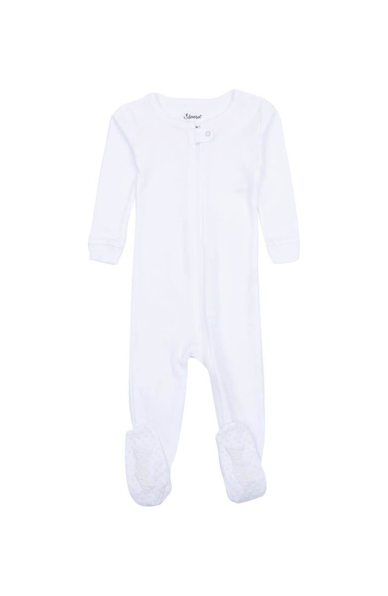 Leveret Footed Solid Cotton Matching Family Pajamas, Alternate, color, White