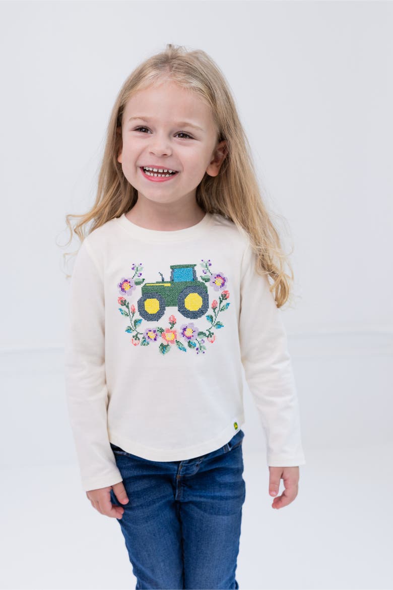 Girls' Long Sleeve T-Shirt, Alternate, color, Classic Cream