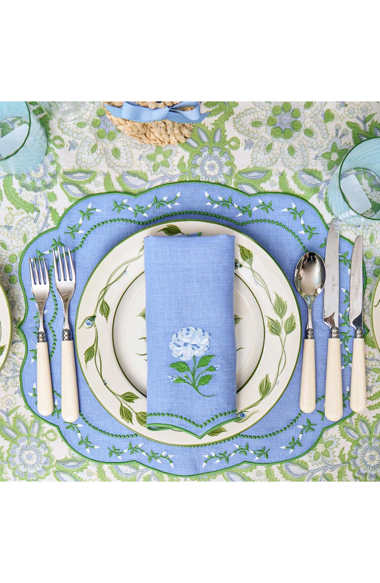 Mrs. Alice Rose Embroidered Linen Napkins, Alternate, color, Blue