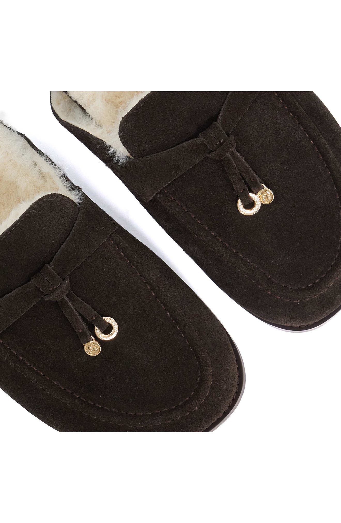 Gravitas Leather Faux Fur Lined Mule, Alternate, color, BROWN