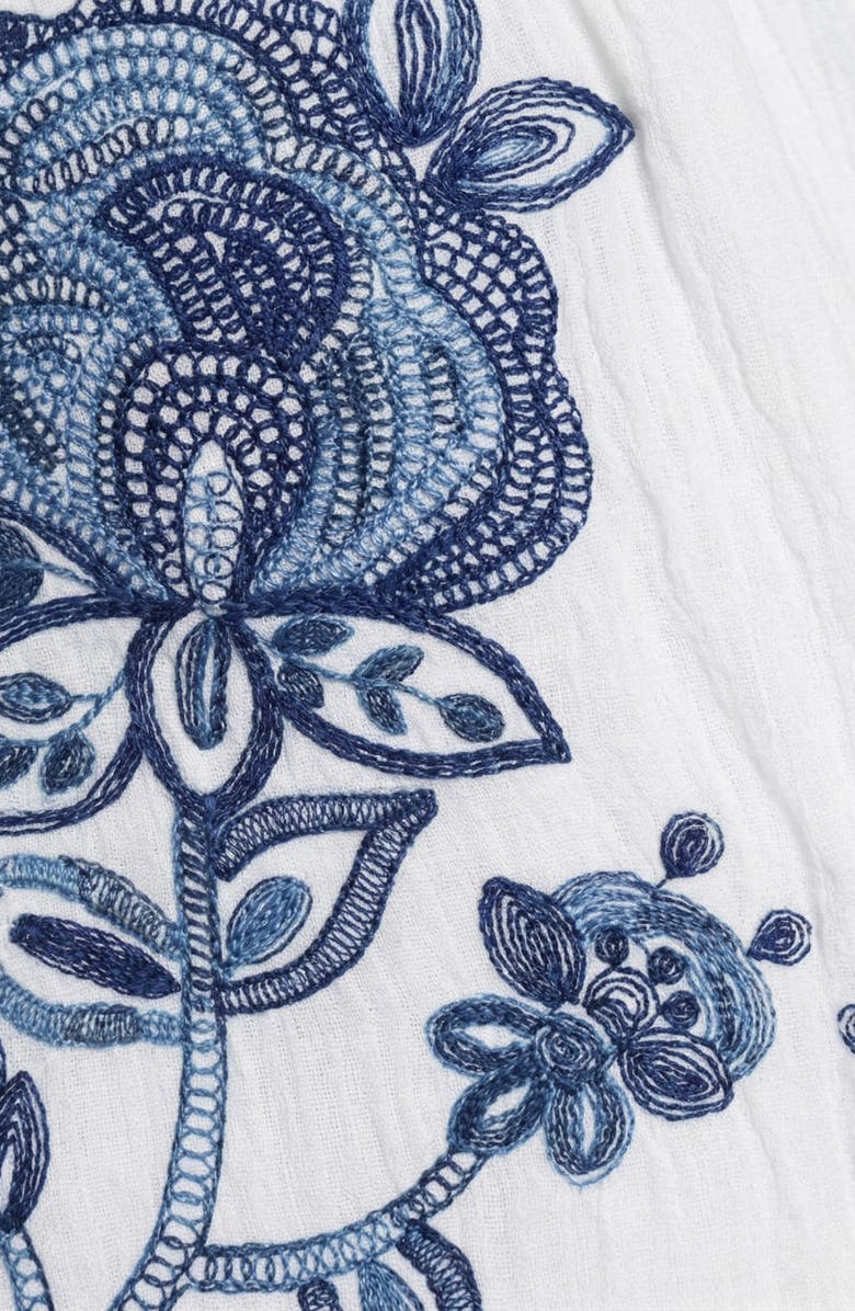 Modenaire Floral Embroidered Open Front Jacket, Alternate, color, White