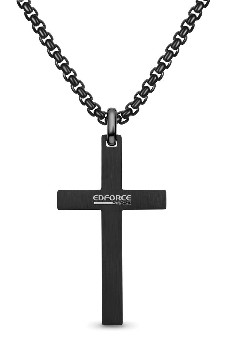 EDFORCE Men's Cross Pendant Necklace, Alternate, color, Black