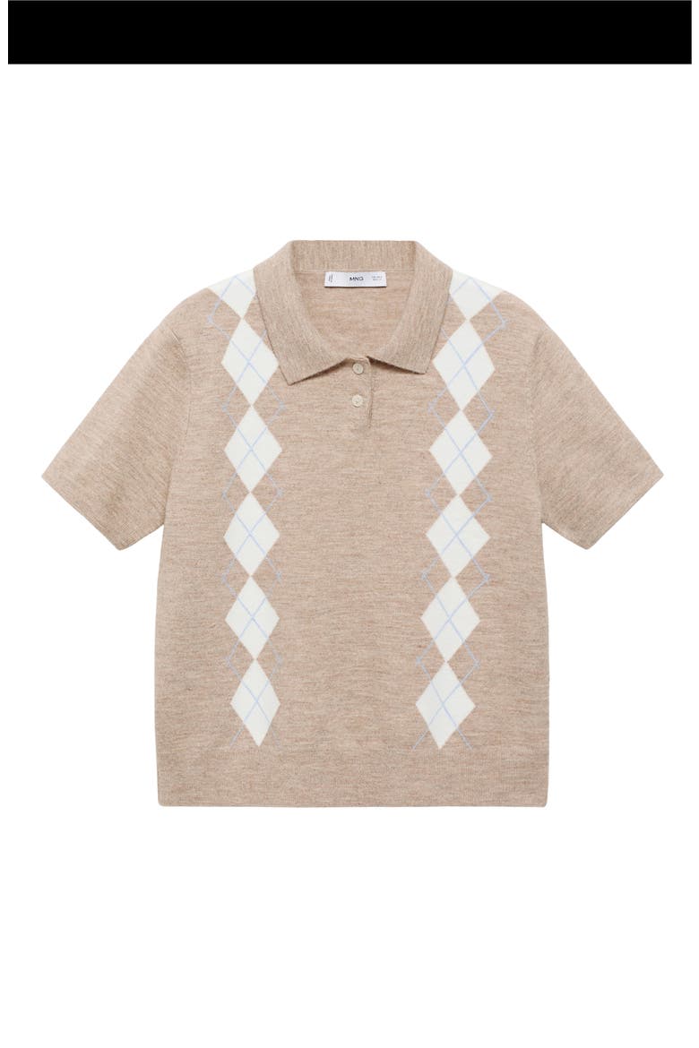 Diamond Pattern Polo Sweater, Alternate, color, MEDIUM BROWN
