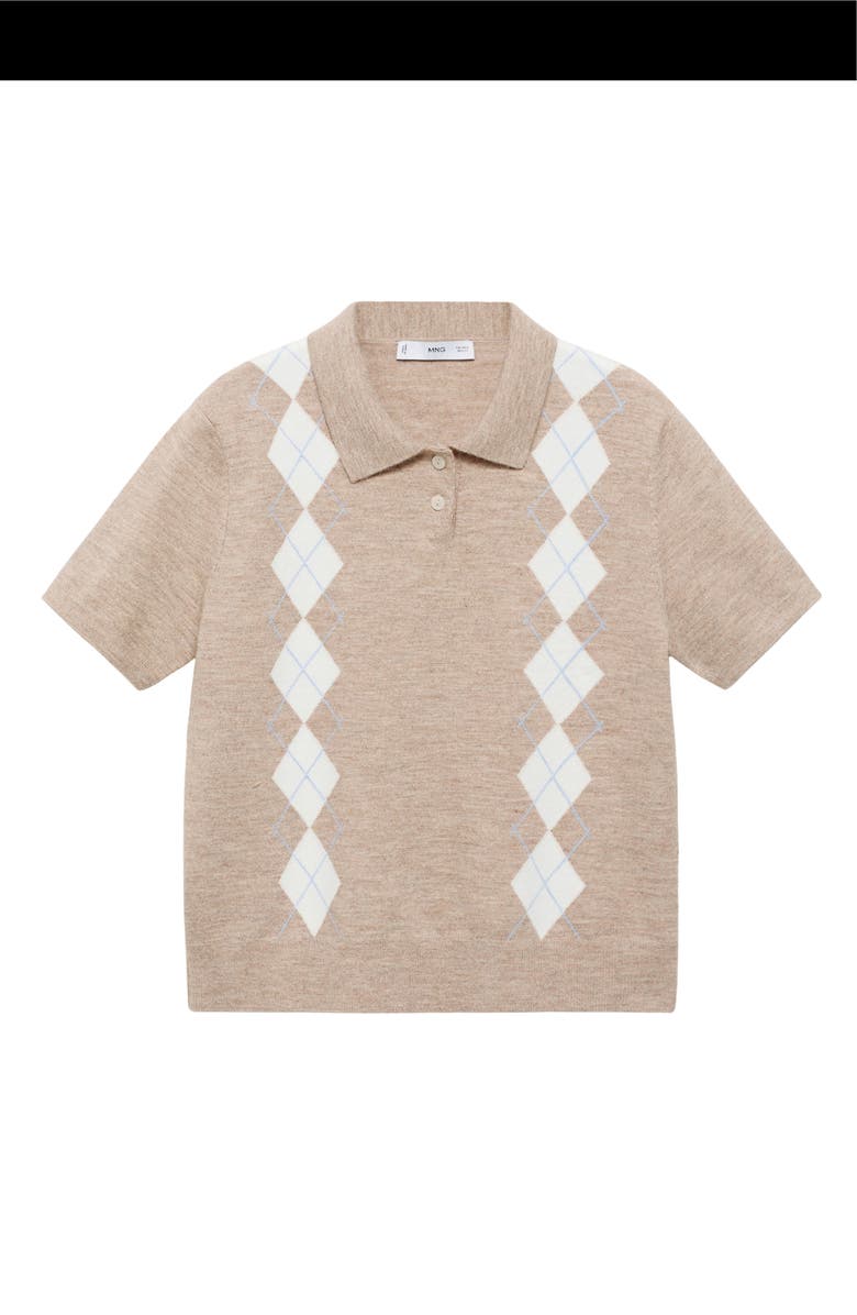 MANGO Diamond Pattern Polo Sweater, Alternate, color, Medium Brown