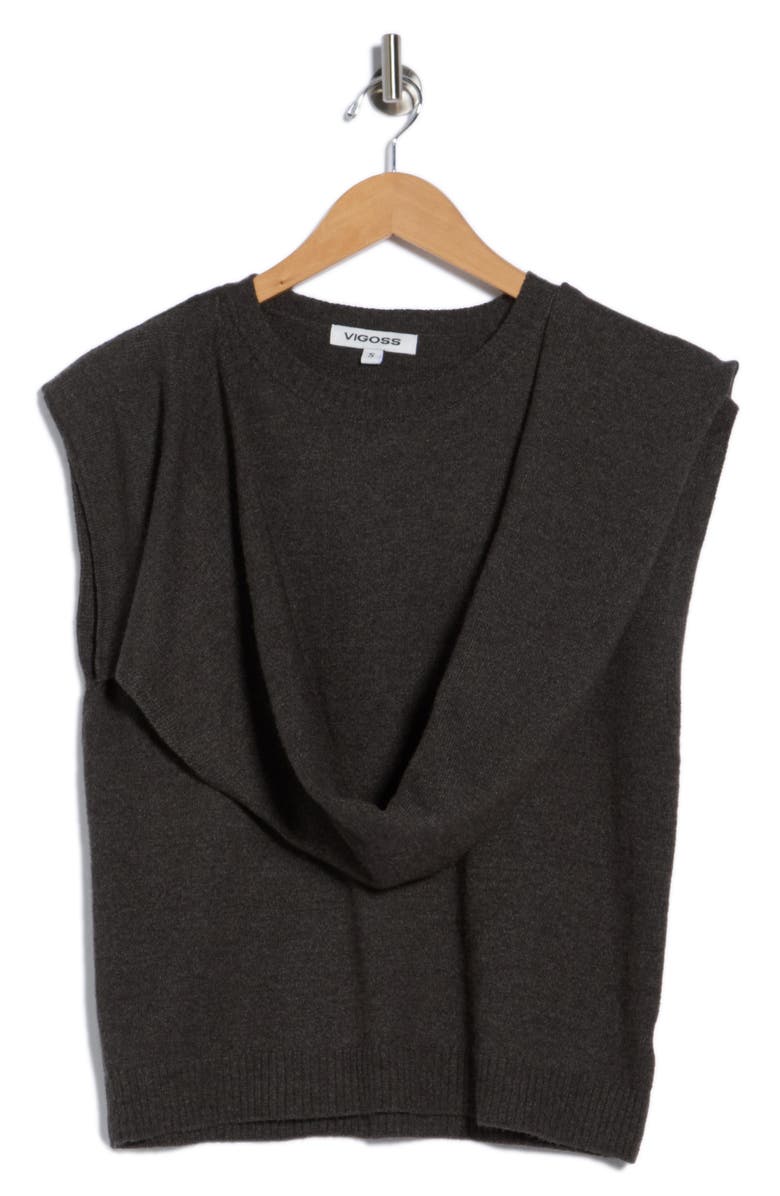 Vigoss Sleeveless Sweater with Scarf, Alternate, color, Charcoal Grey