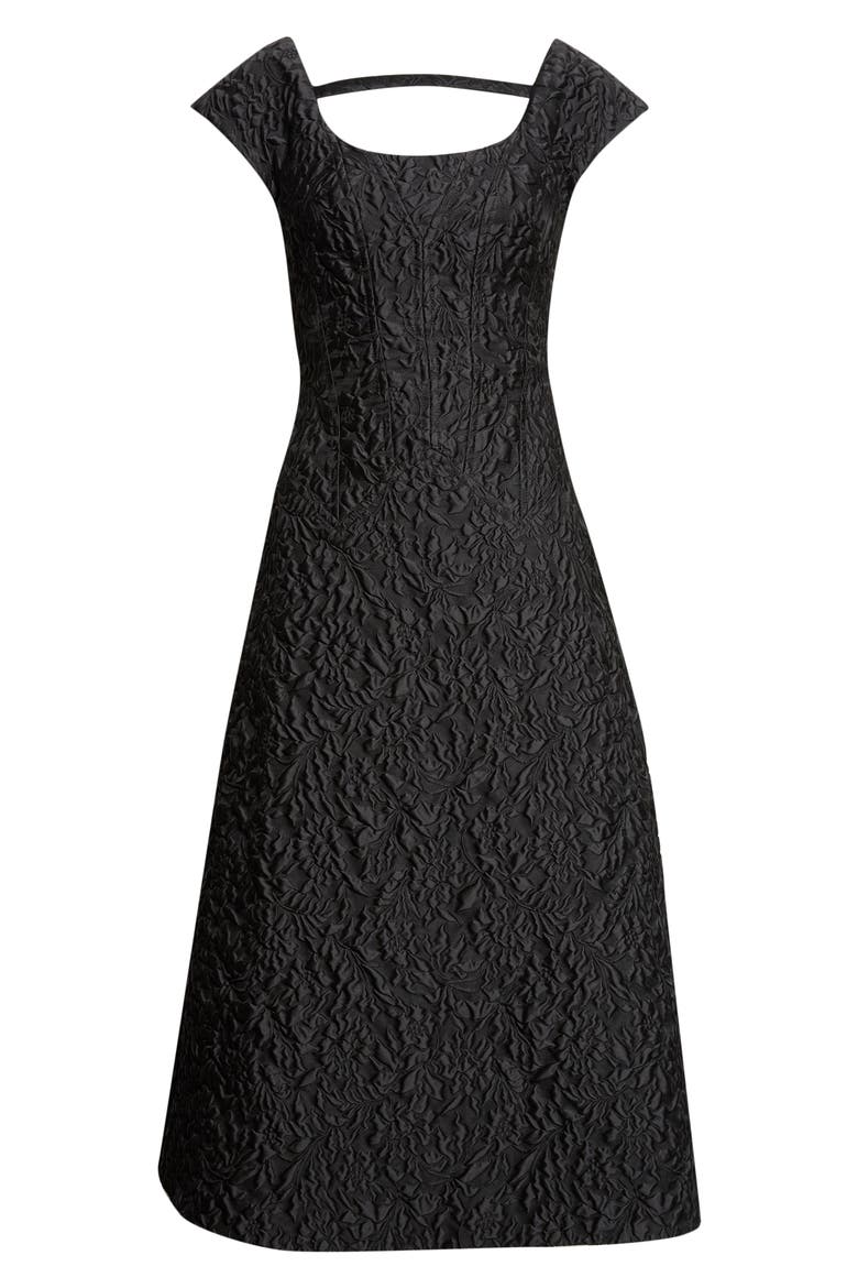 Pesca Embossed Cloqué Cocktail Dress, Alternate, color, BLACK