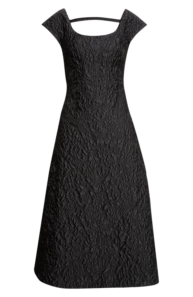 Emilia Wickstead Pesca Embossed Cloqué Cocktail Dress, Main, color, Black