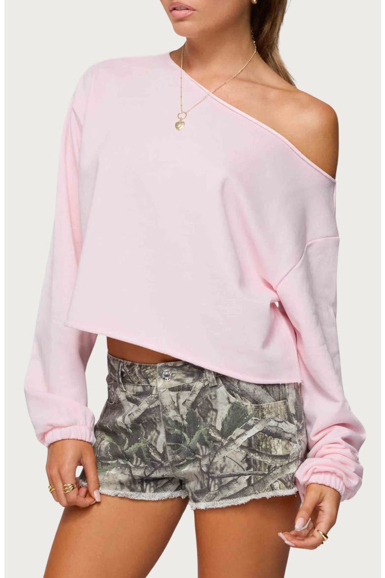Aveline One-Shoulder Sweatshirt, Alternate, color, LIGHT-PINK