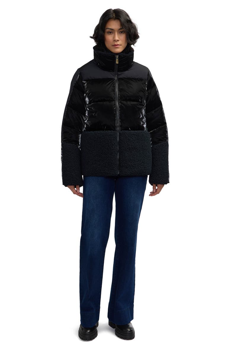 Scotch & Soda Selma Mixed Media Water Repellent Jacket, Alternate, color, Black