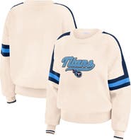 WEAR by Erin Andrews Women's WEAR by Erin Andrews  Cream Tennessee Titans Stripe Pullover Sweater