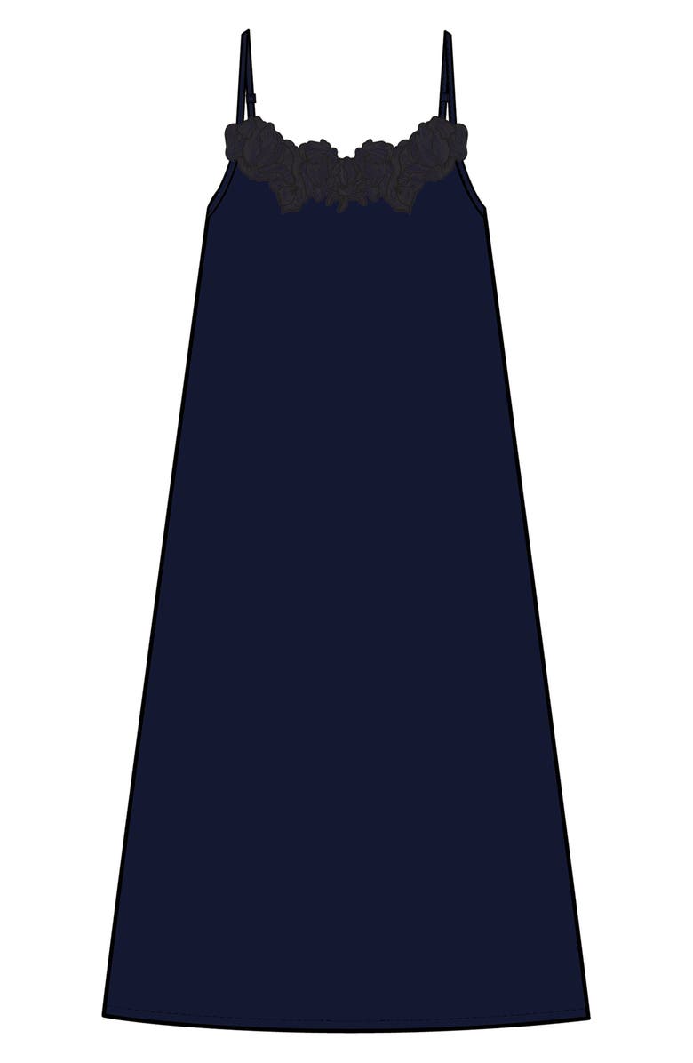 Petite Plume Voile Fleur Cotton Slip Nightgown, Main, color, Navy