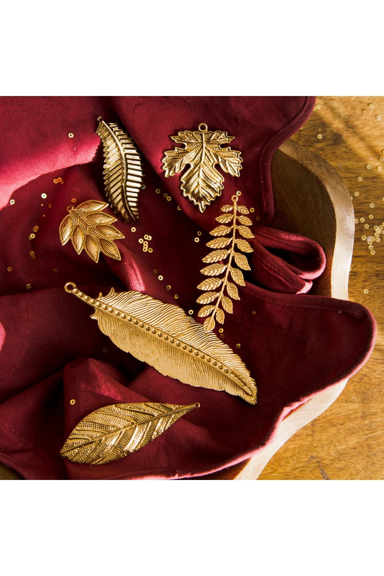 Eternal Leaves Brass Ornaments Set, Alternate, color, Metallic Gold
