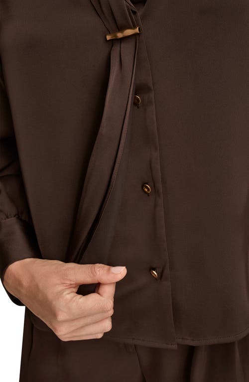 Donna Karan New York Hammered Satin Wrap Top In Brown