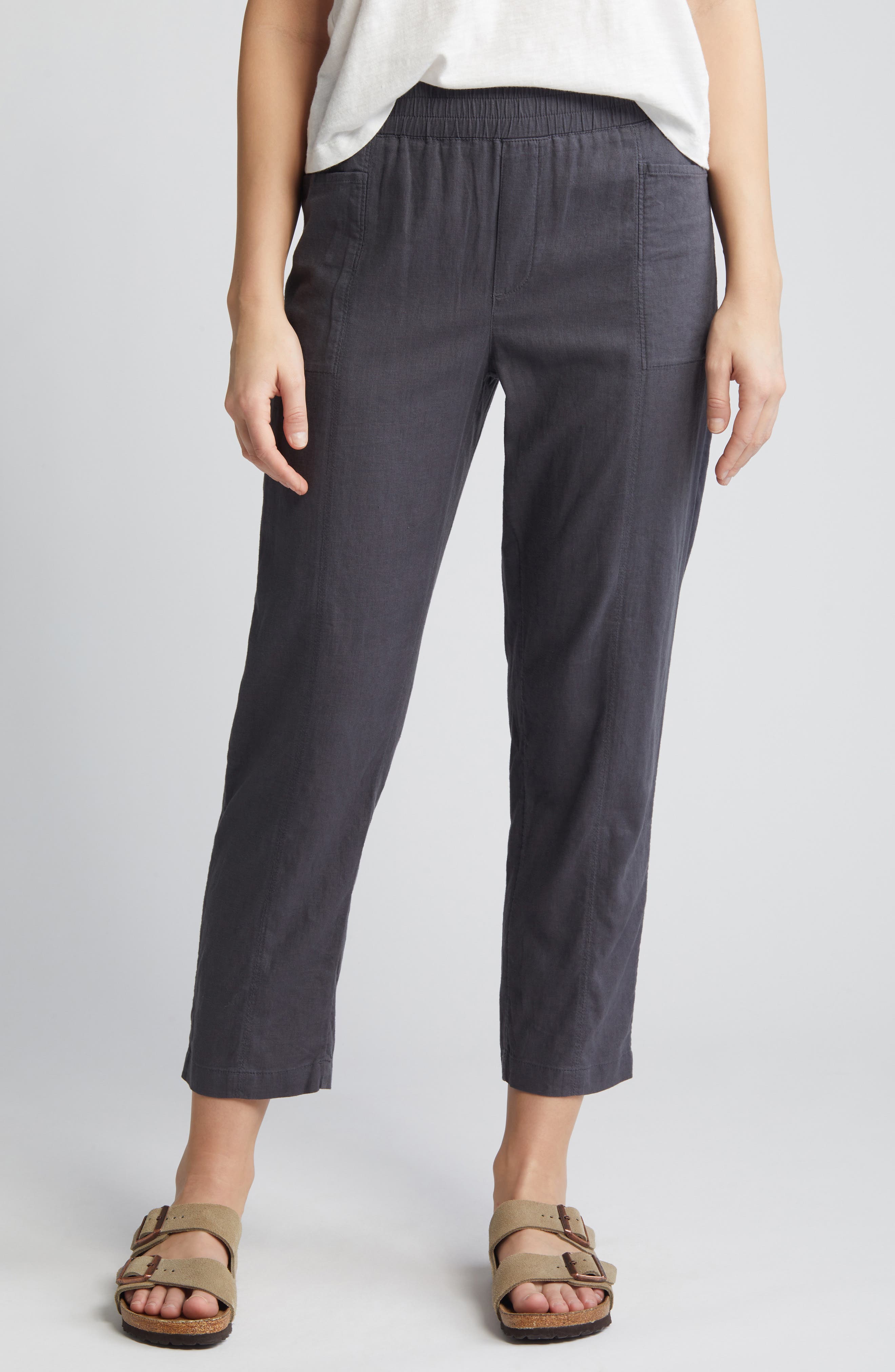 Caslon® Pull-On Linen Blend Crop Pants