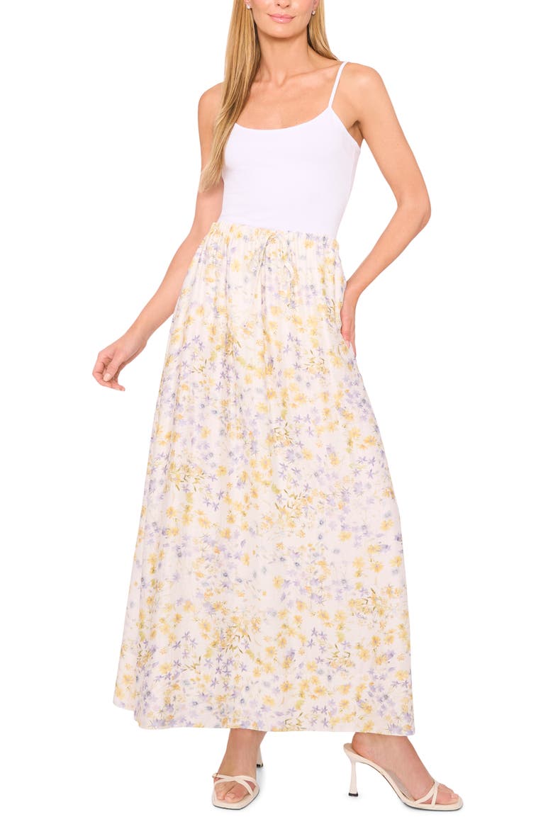 Drawstring Waist Maxi Skirt, Alternate, color, EGRET