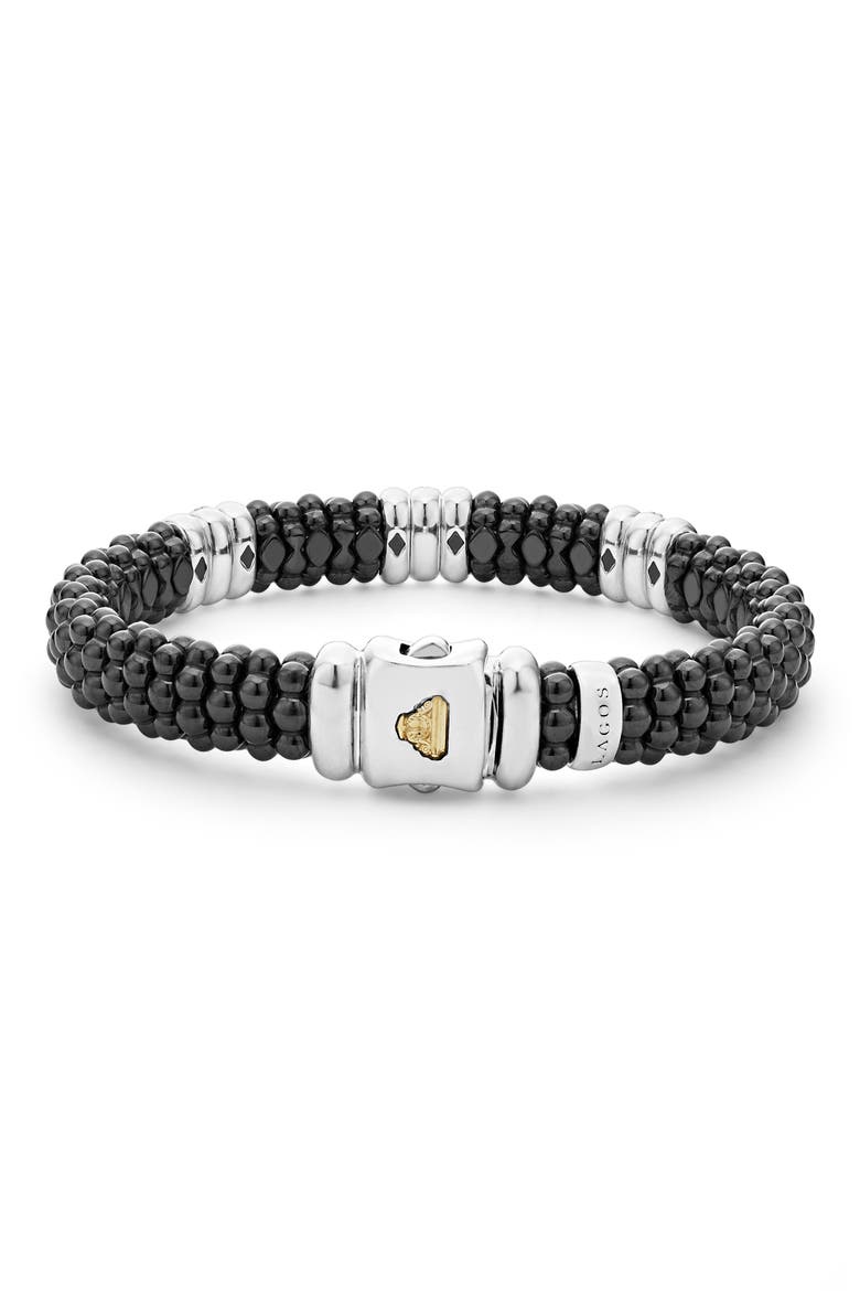 Black Caviar Ceramic Diamond Station Bracelet, Alternate, color, SILVER