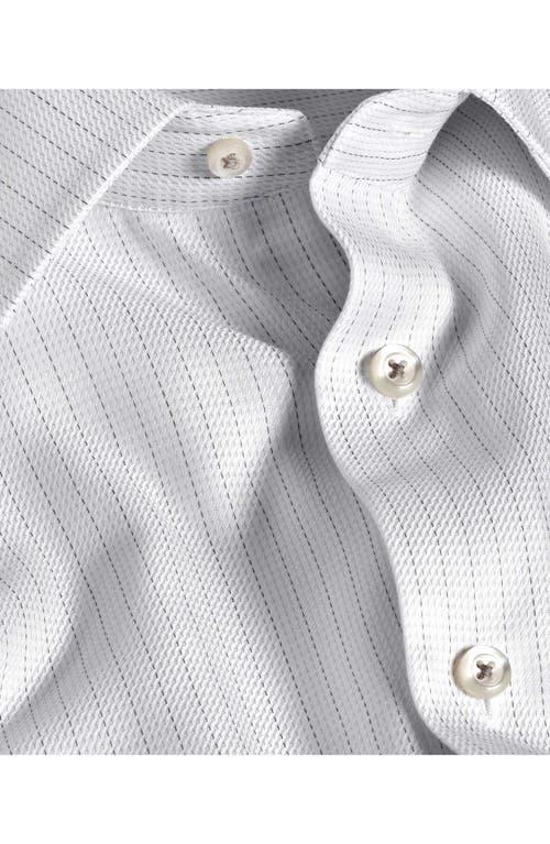 David Donahue Trim Fit Dobby Stripe Cotton Dress Shirt In White