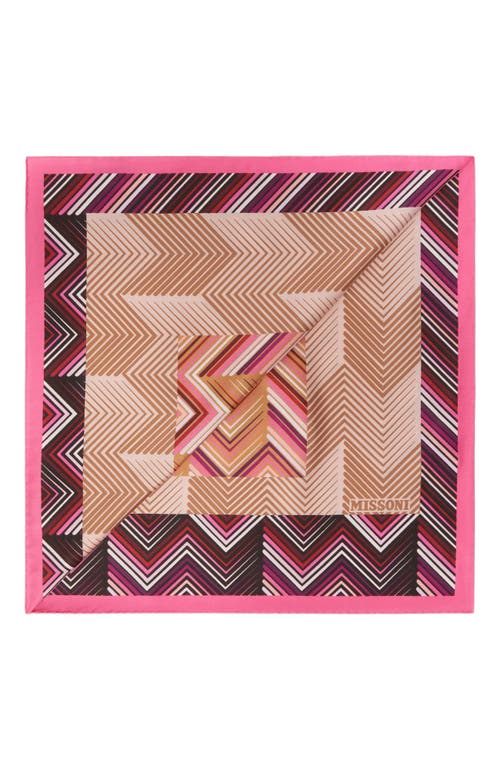 Missoni Patchwork Print Silk Scarf In Pink