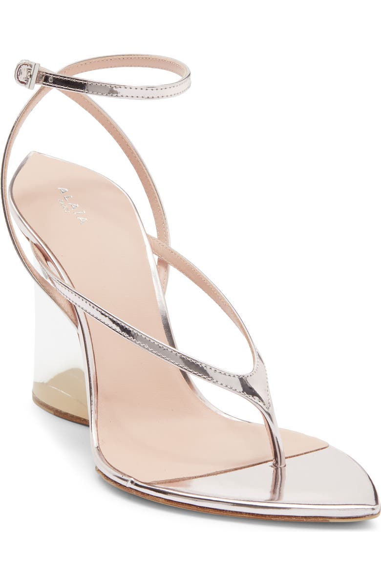 Alaïa Invisible Wedge Ankle Strap Sandal, Main, color, Blush/ Argent