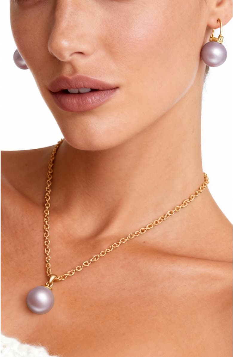 RETRO CHIC Retro Pearl Necklace & Earrings Set, Alternate, color, Pink