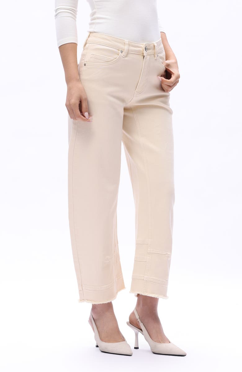 Bayeas Frayed Mid Rise Ankle Barrel Leg Jeans, Alternate, color, Off White