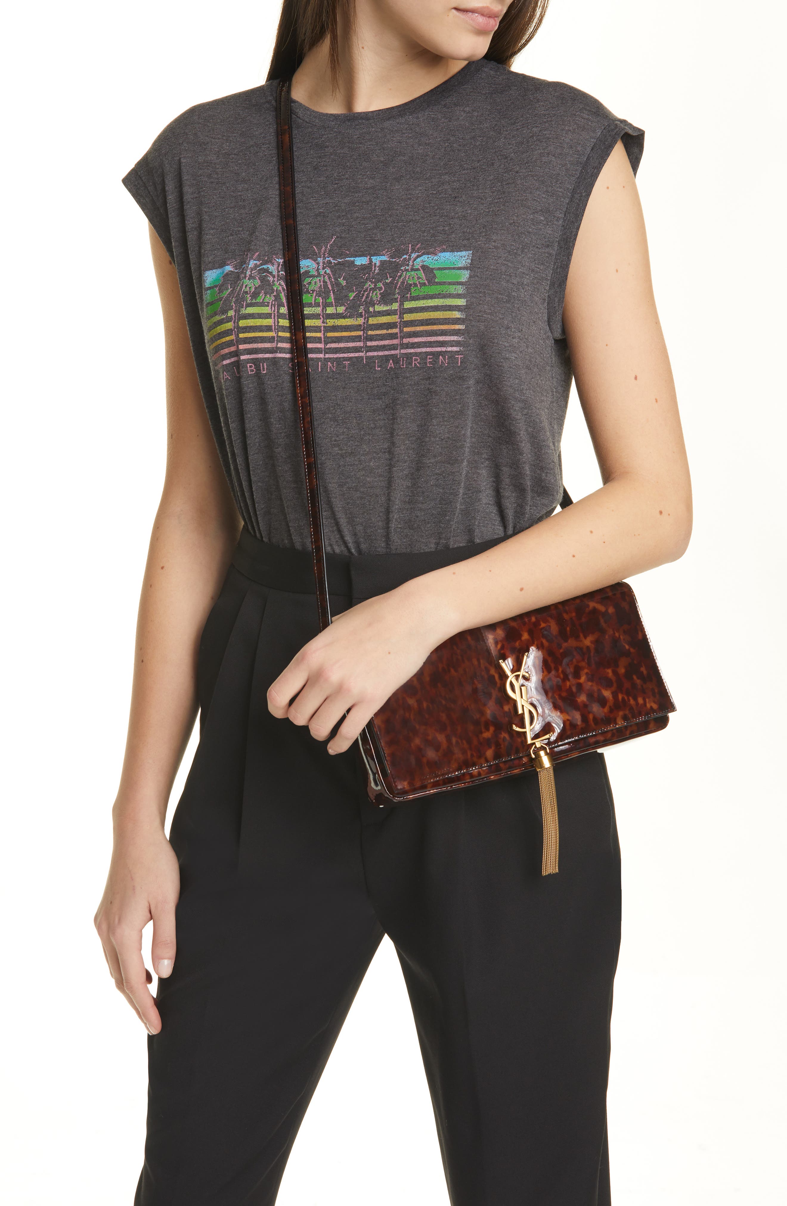 Saint Laurent Kate Calfskin Baguette Shoulder Bag, Alternate, color, 