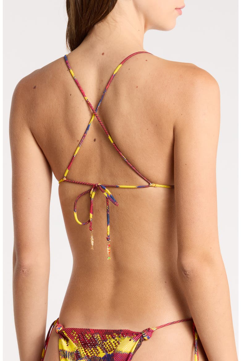 Diamante Crystal Embellished Fish Charm Bikini Top, Alternate, color, MULTI