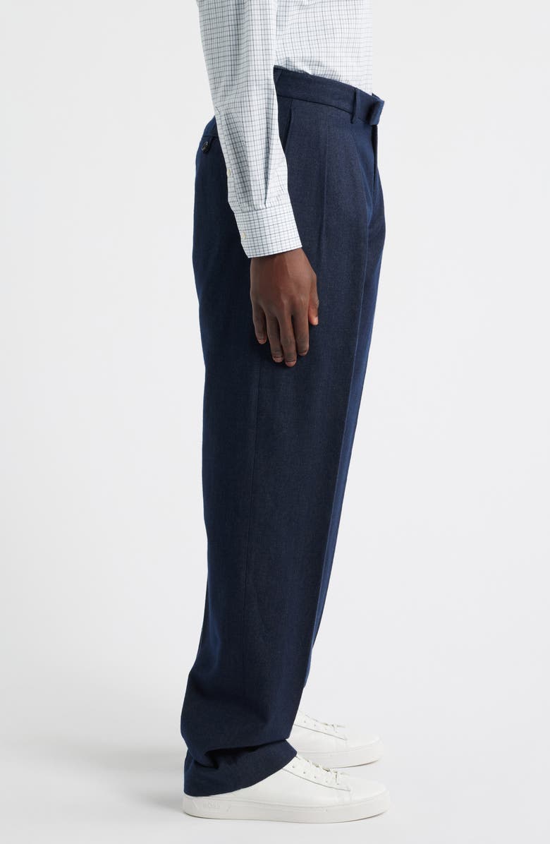 Billy Reid Pleated Cotton & Wool Dress Pants, Alternate, color, Navy