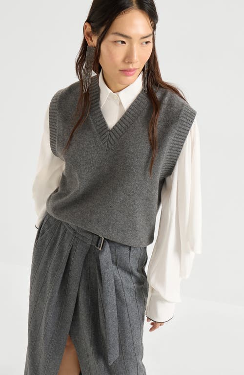 Brunello Cucinelli Cashmere Knit Vest In Gray
