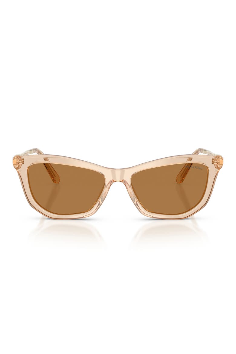 56mm Cat Eye Sunglasses, Main, color, TRANSPARENT BEIGE / BRONZE