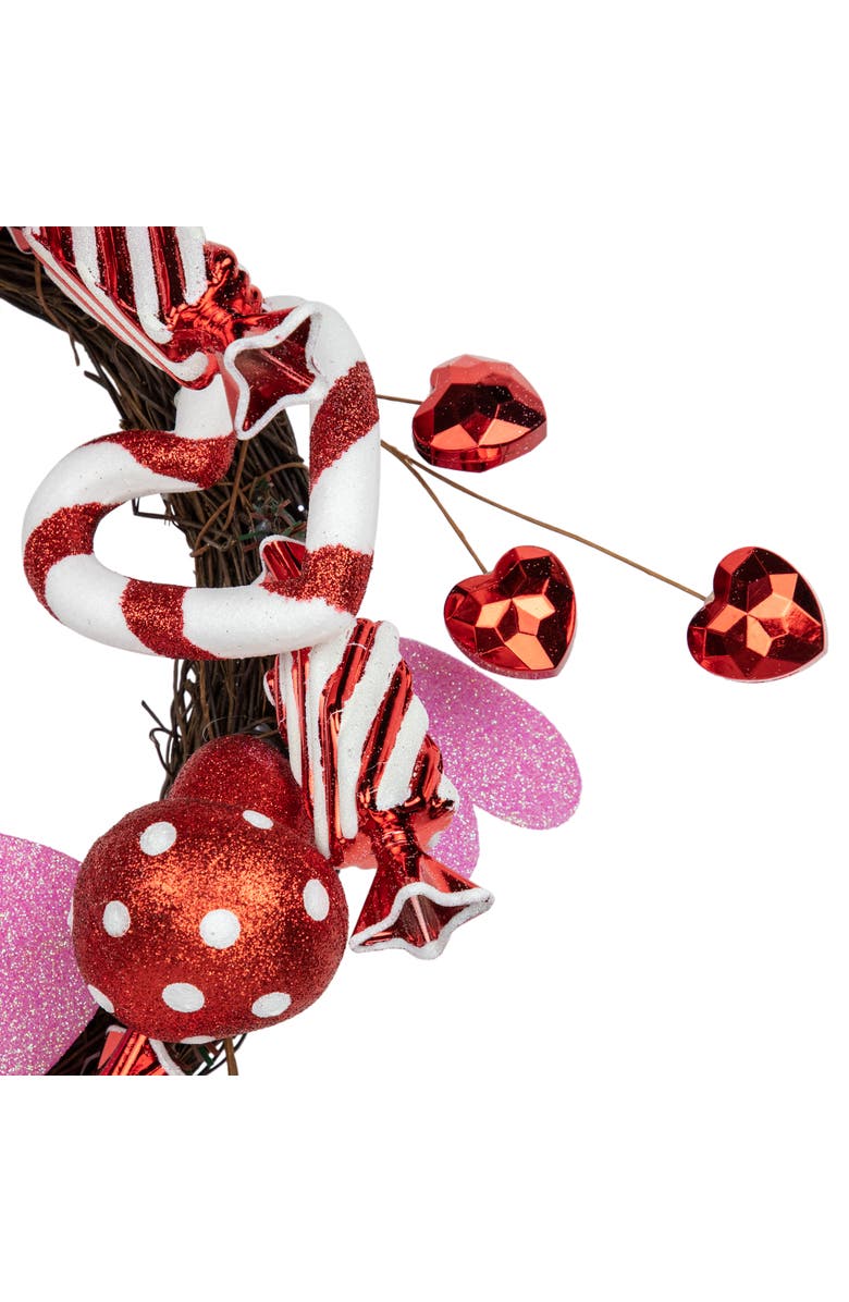Northlight Candies and Hearts Valentine's Day Wreath - 16" - Red and White, Alternate, color, Red