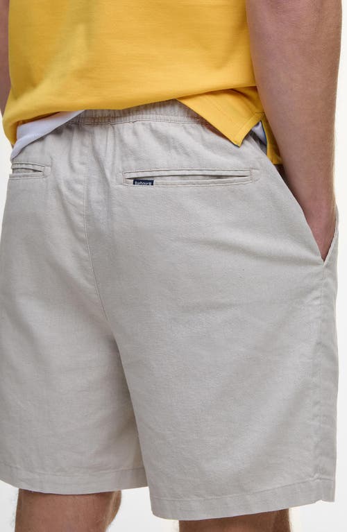 Barbour Cotton Linen Relaxed Shorts In Mist