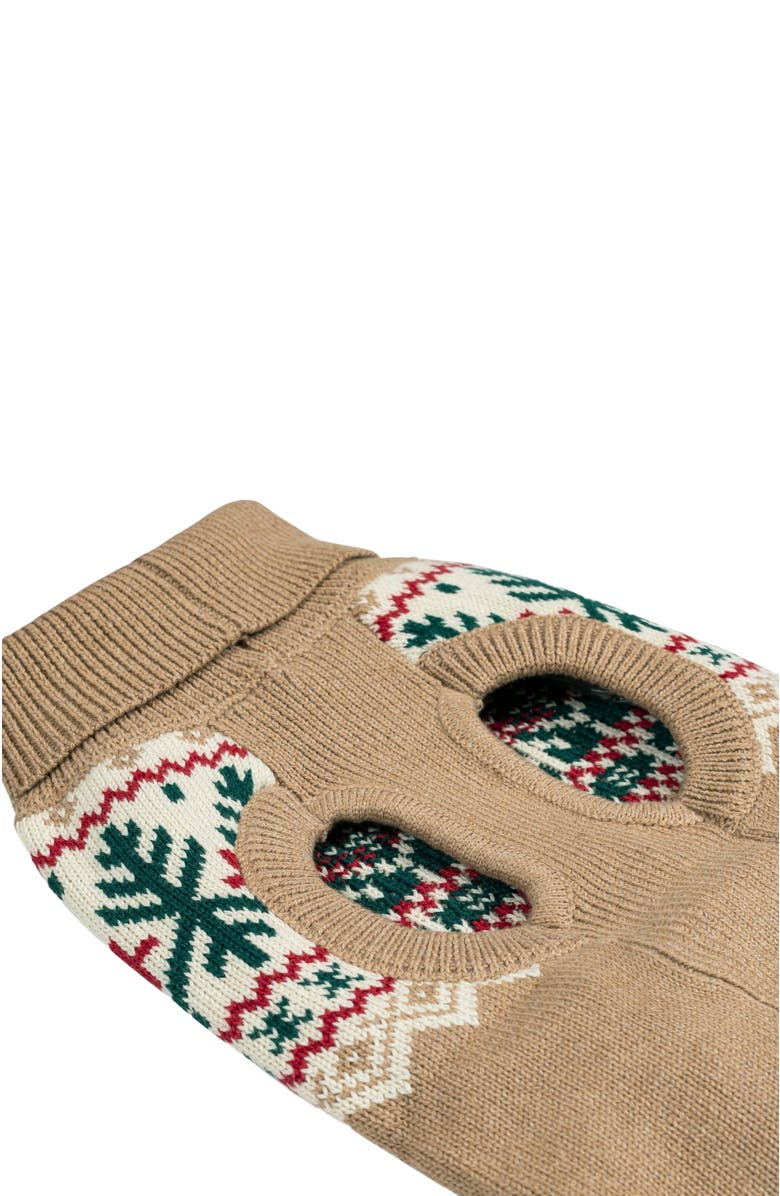 Hope & Henry Pets' Fair Isle Dog Sweater, Alternate, color, Camel Holiday Fair Isle