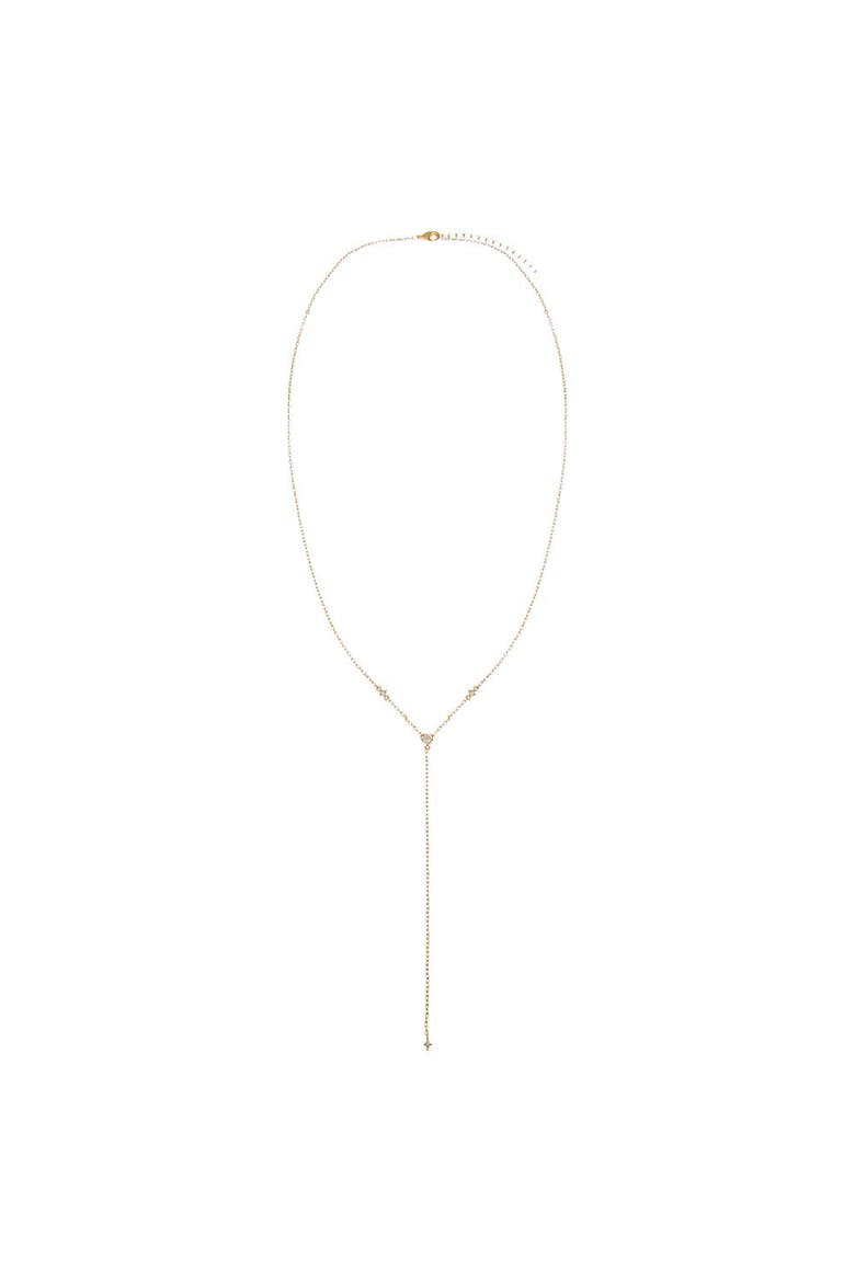 Cluster CZ Lariat Necklace, Alternate, color, Gold