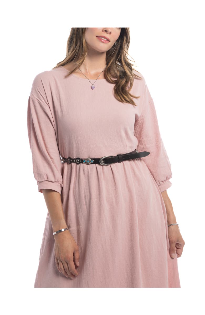 OLD TREND Rosa Genuine Leather Embellished Vintage Inspired Belt, Alternate, color, Grey