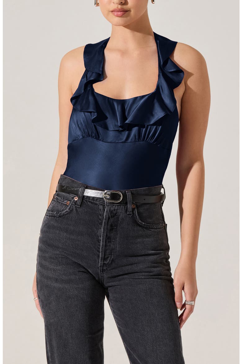 Morrigan Ruffle Halter Top, Alternate, color, NAVY