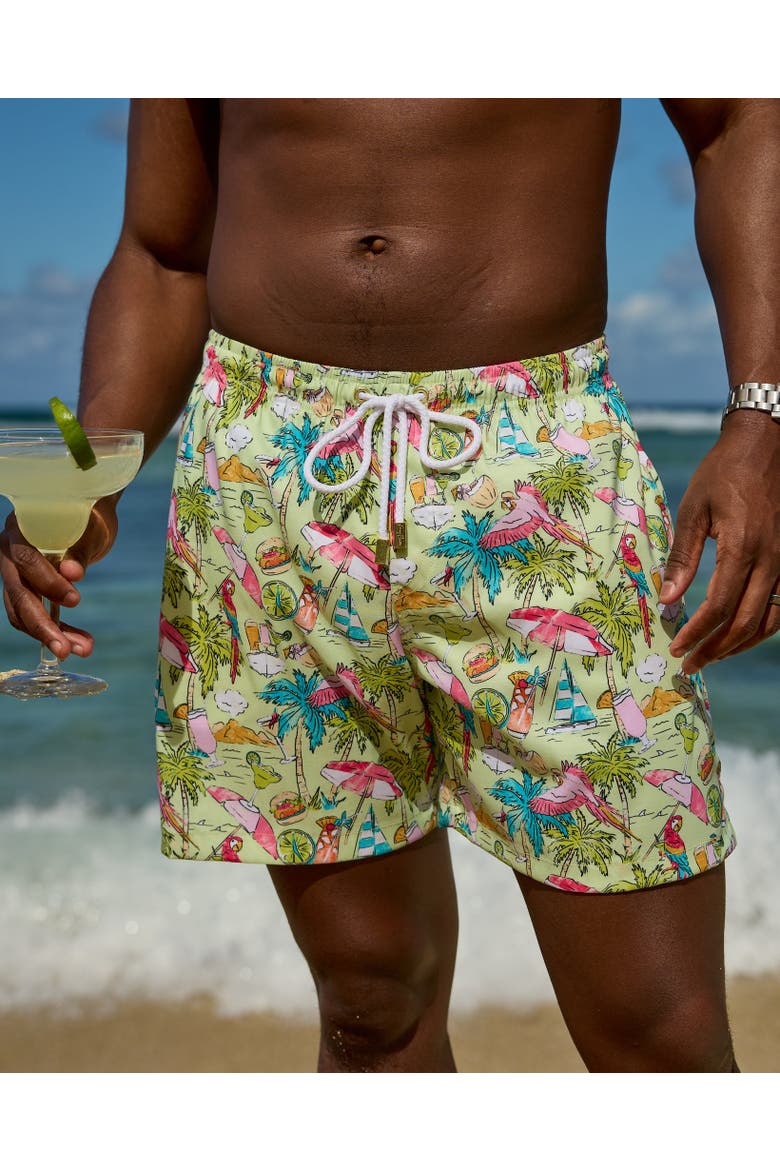 Margaritaville by Kenny Flowers - Welcome to Margaritaville - Lime - Swim Trunks, Alternate, color, Green